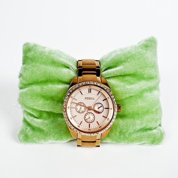 Fossil rose gold wrist watch 5 atm battery tested - Picture 1 of 10